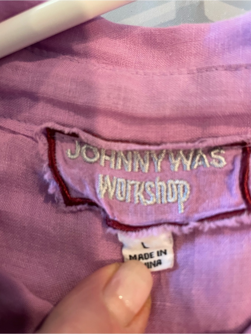 Johnny Was Lavender Floral Embroidered Button-Down Shirt - Picture 4 of 7